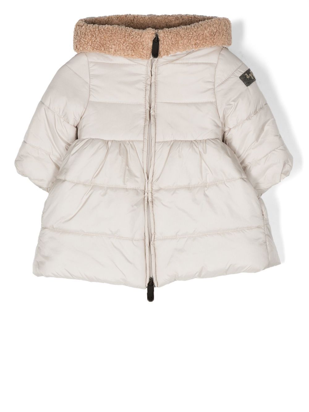 Bear-ear padded coat - Neutrals
