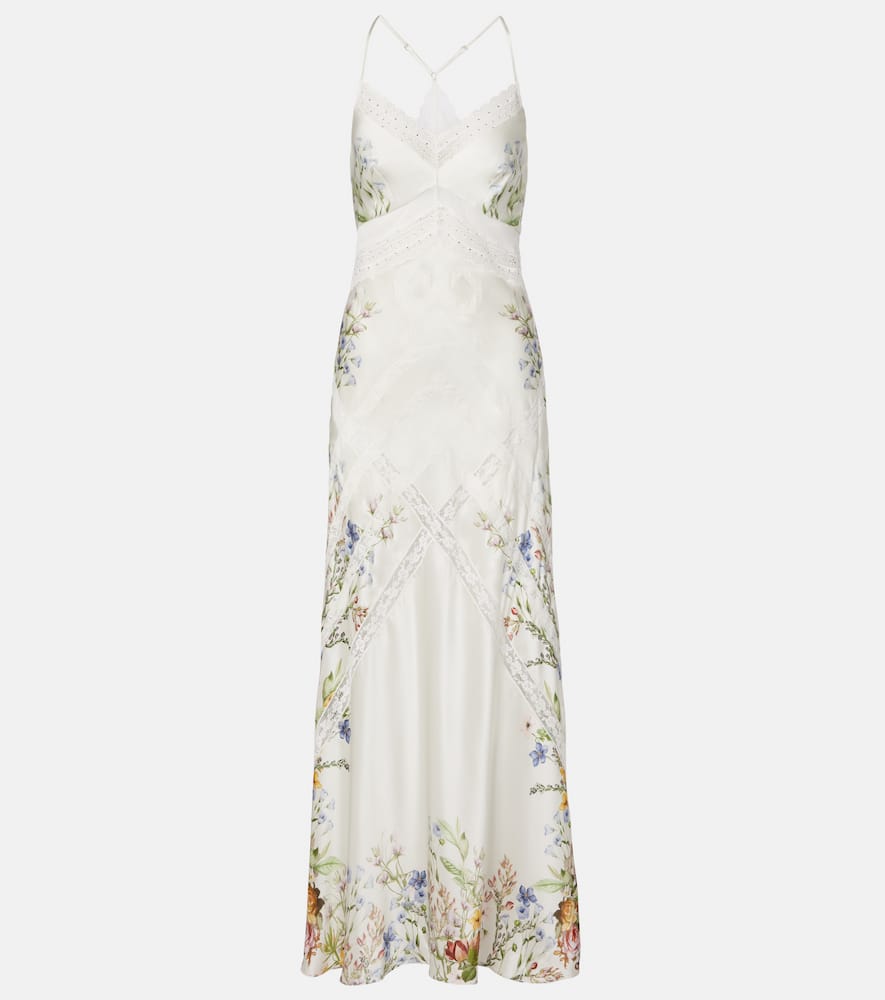 Floral silk satin slip dress