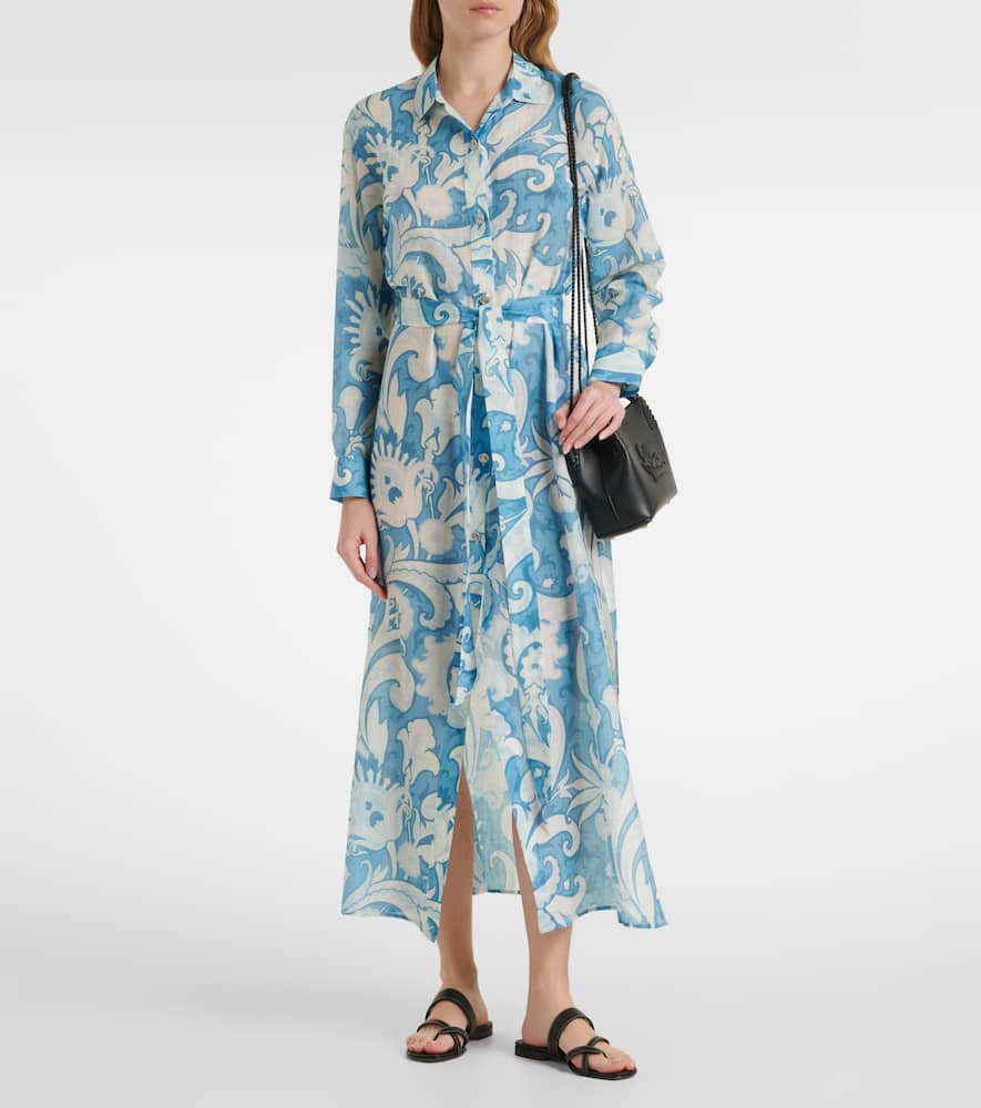Paisley cotton and silk shirt dress