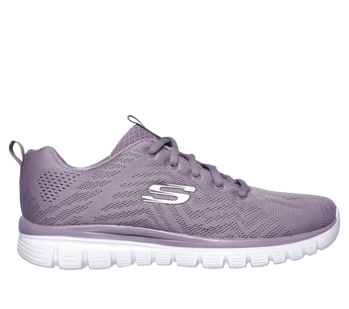 Skechers Women's Graceful - Get Connected Sneaker in White/Silver, 7 | Textile/Synthetic, Vegan, Machine Washable