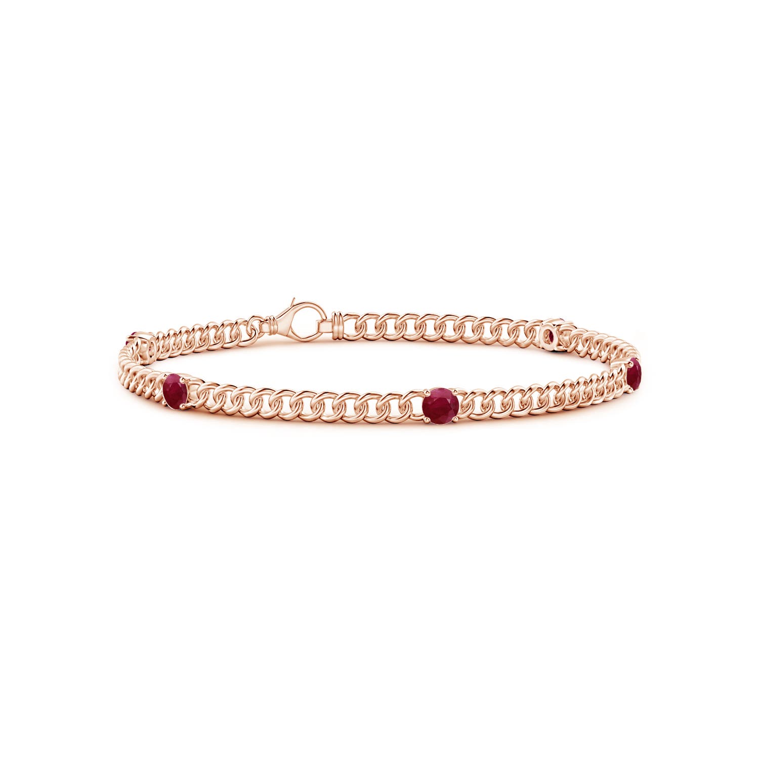 Angara 1.4 Carats Five Stone Ruby Station Bracelet in 14K Rose Gold