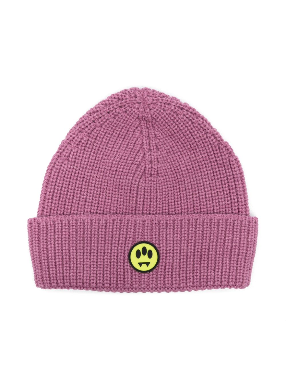 Logo-patch knitted beanie - Pink