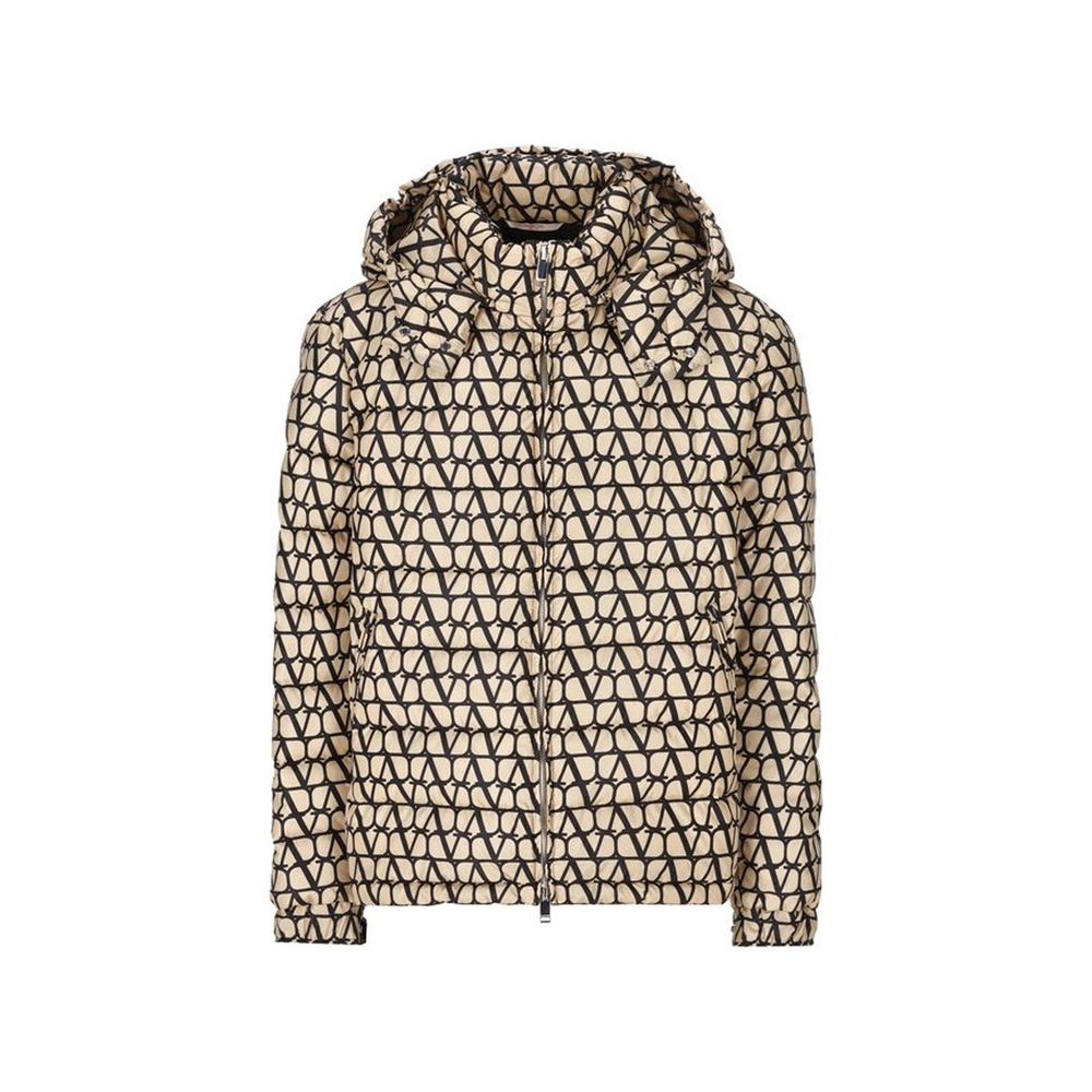 Monogram Jacquard Quilted Down Jacket — Beige