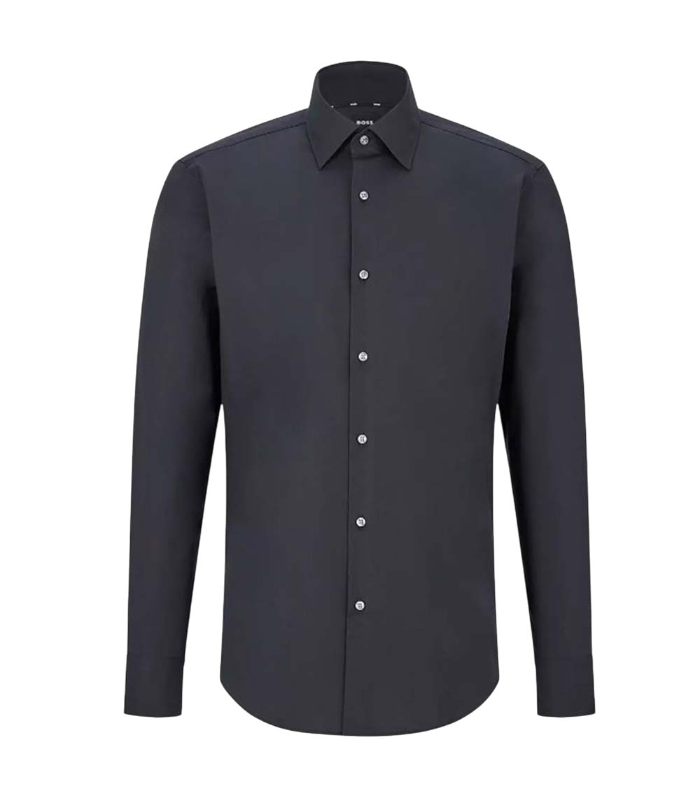 Black Regular Solid Shirts