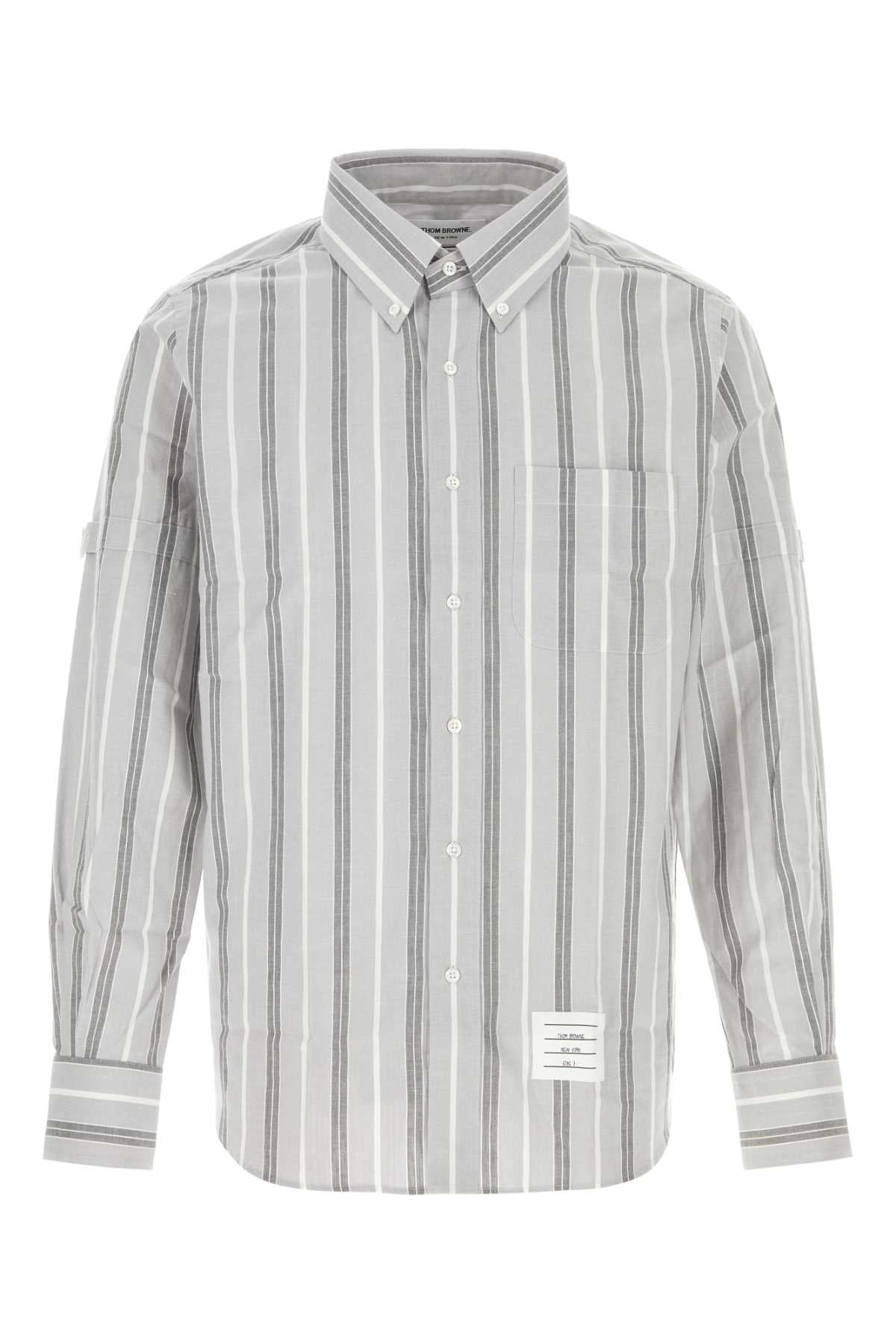 Striped Cotton Shirt — Gray