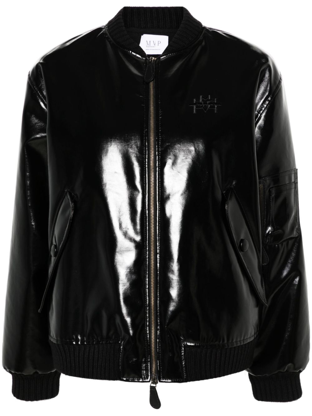 Montenapoleone coated bomber jacket - Black