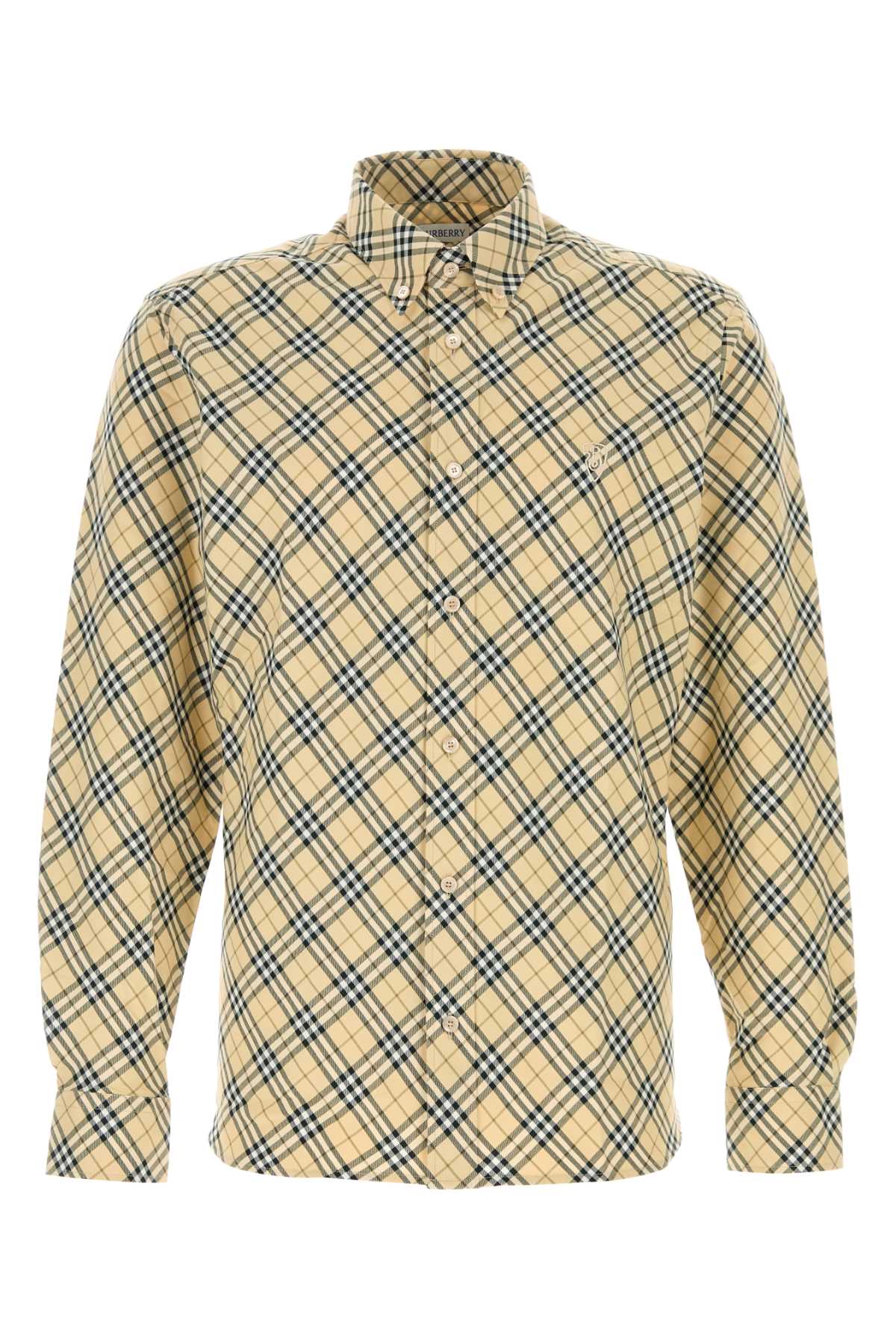 Check Cotton Shirt — Beige
