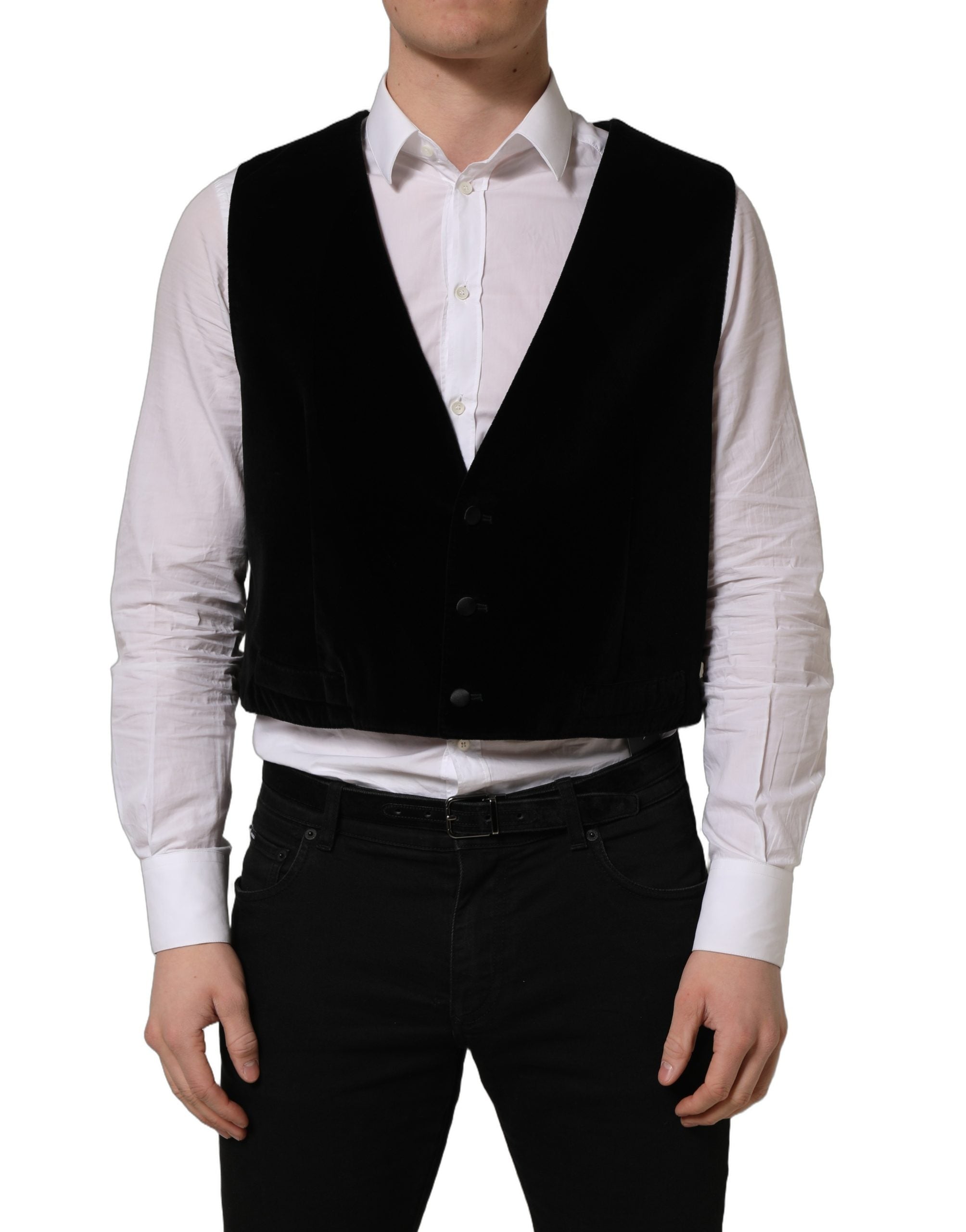 Cotton-Blend Vest — Black