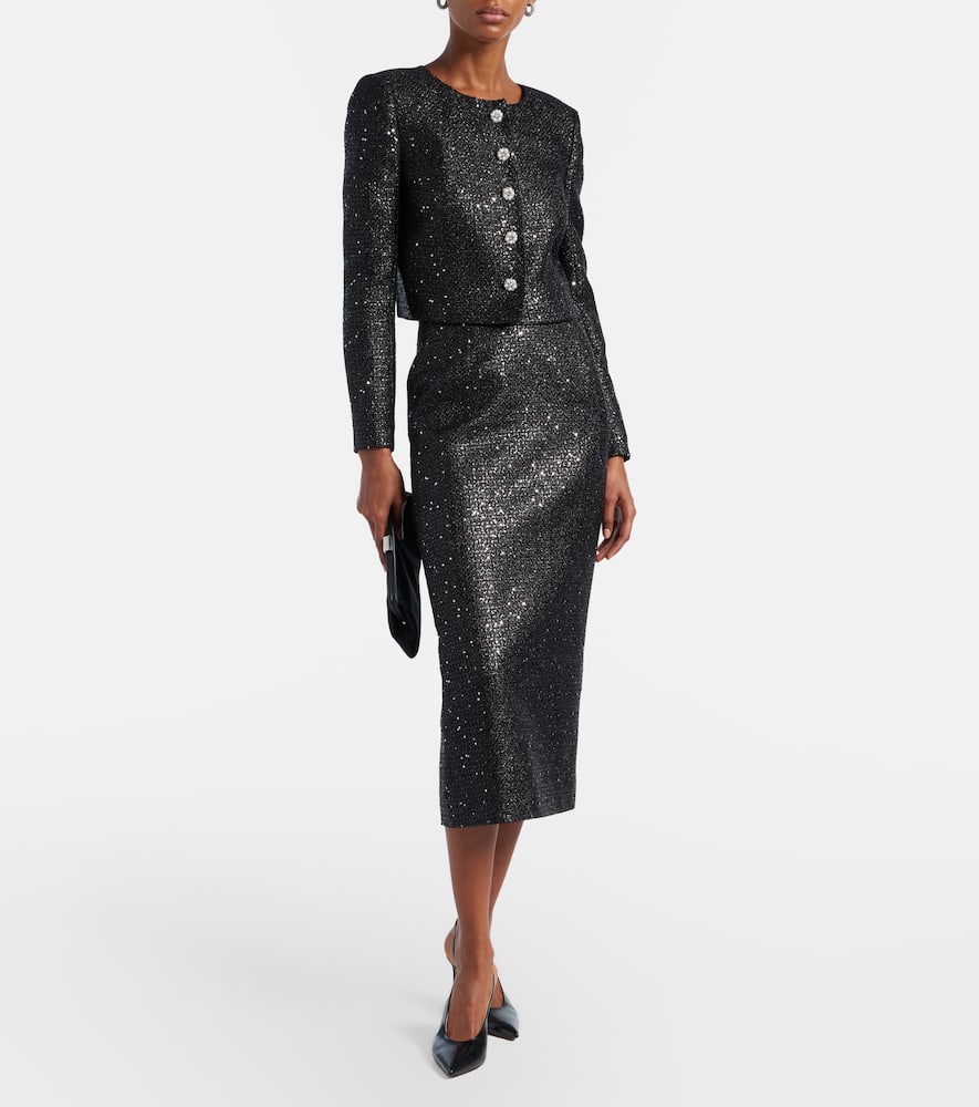 Sequined lamé tweed pencil skirt