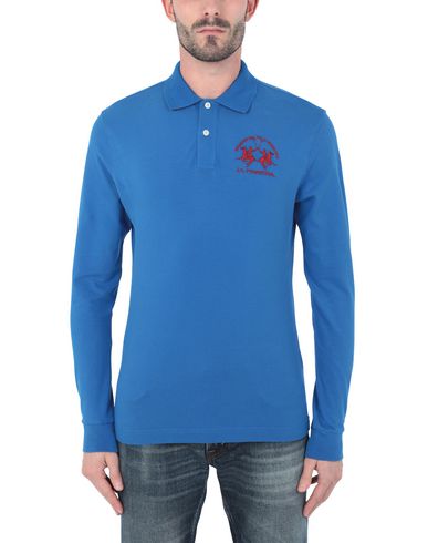 Man Polo shirt Blue Size 3XL Cotton, Elastane