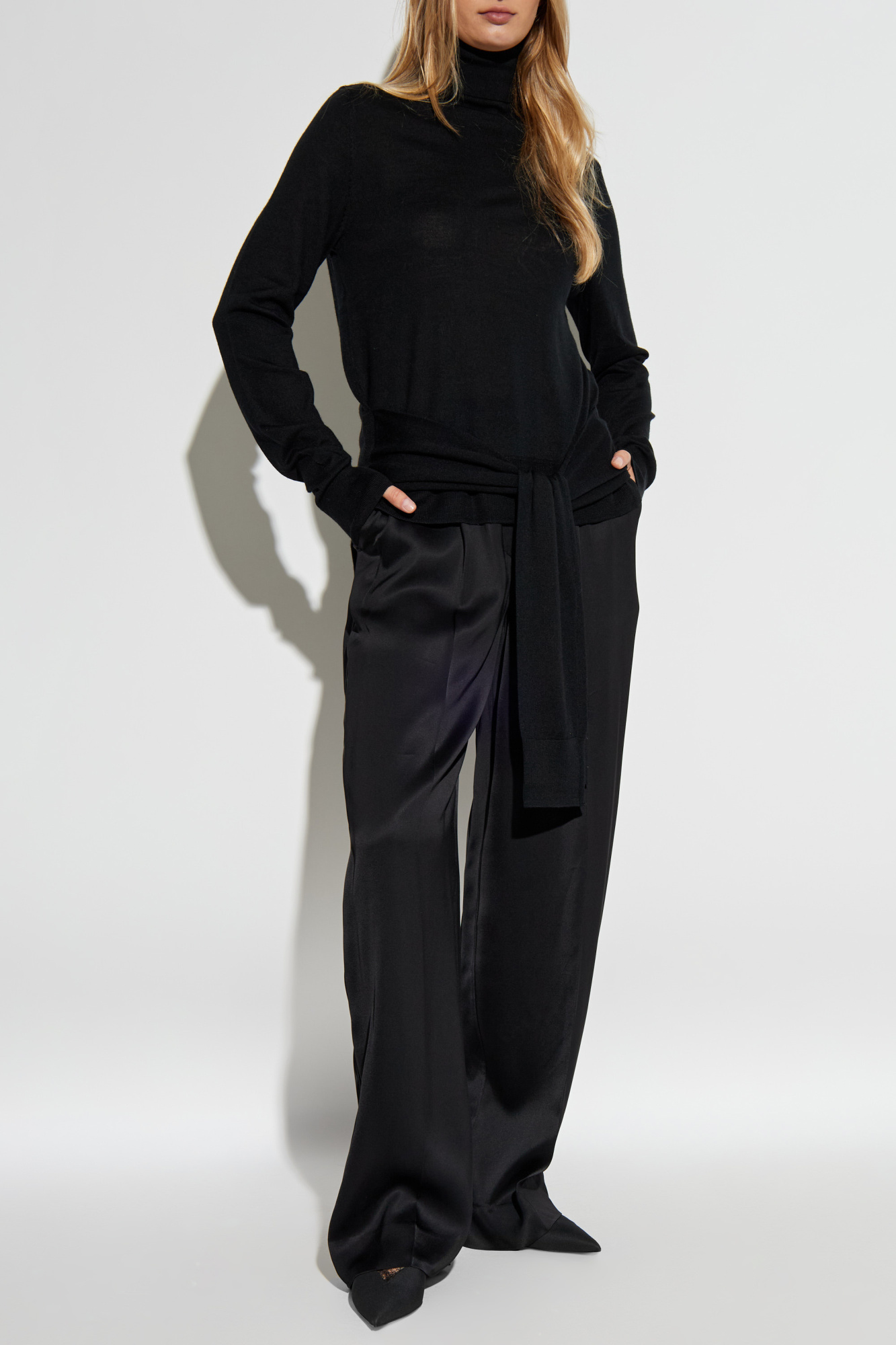 Asymmetrical Turtleneck, Women's, Black
