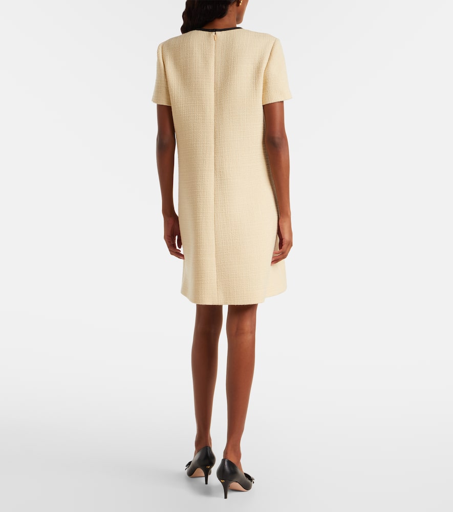 Bow-detail wool-blend tweed minidress