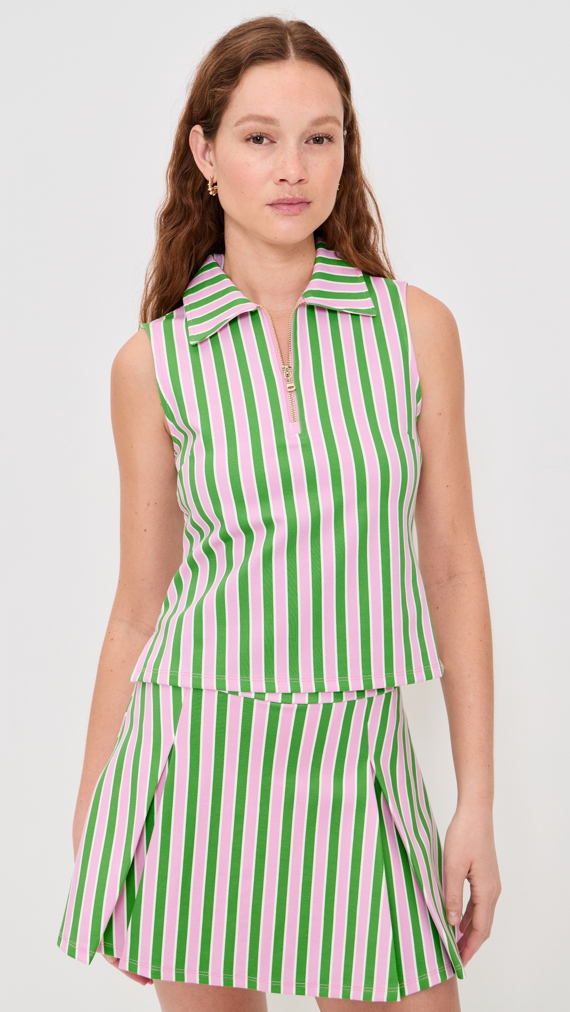 Sleeveless Virginian Polo Key Lime/Bubblegum Stripe