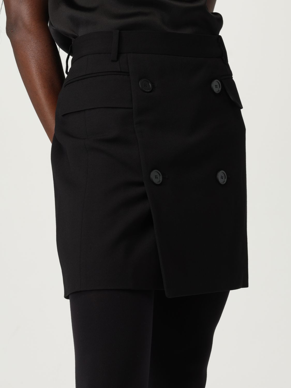 Double-breasted twill skirt - Black