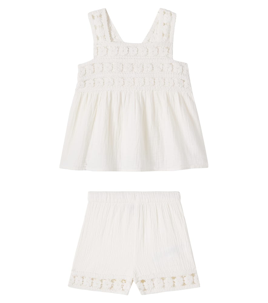 Nouki crochet cotton top and shorts