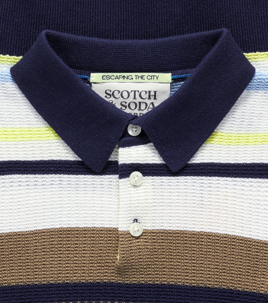 Scotch & Soda Kids Striped waffle-knit cotton polo shirt
