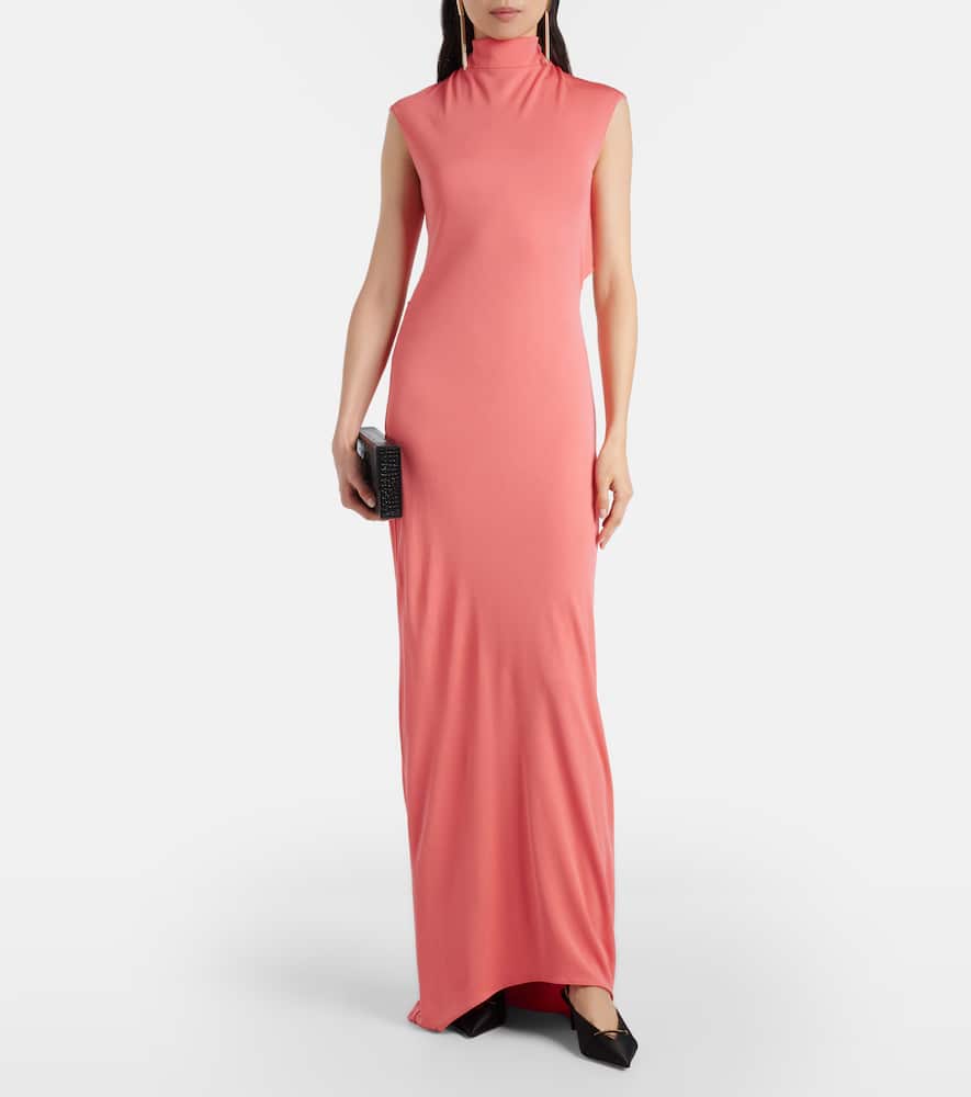 Asymmetric crêpe jersey gown