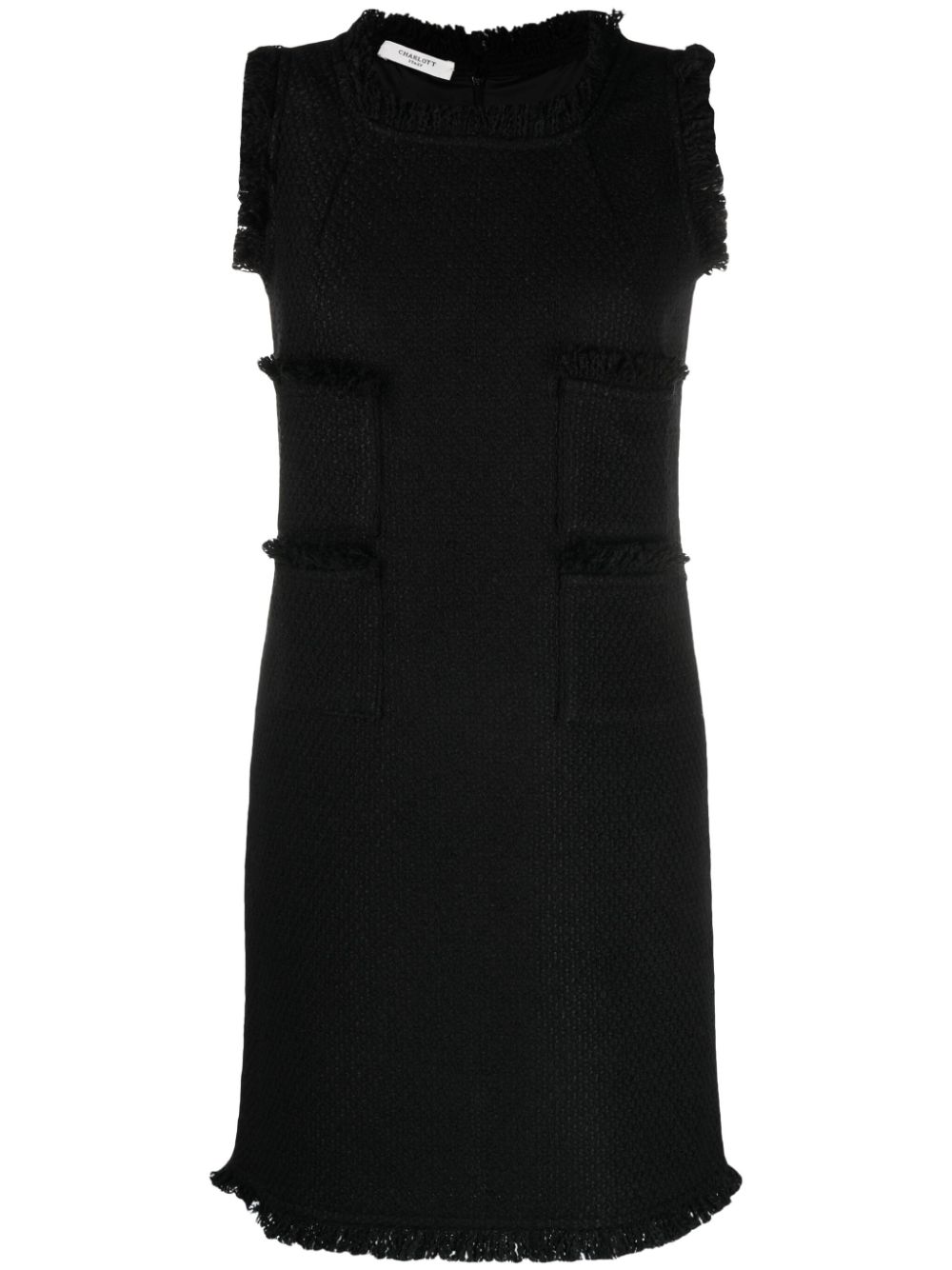 Fringe-trim knitted mid dress - Black