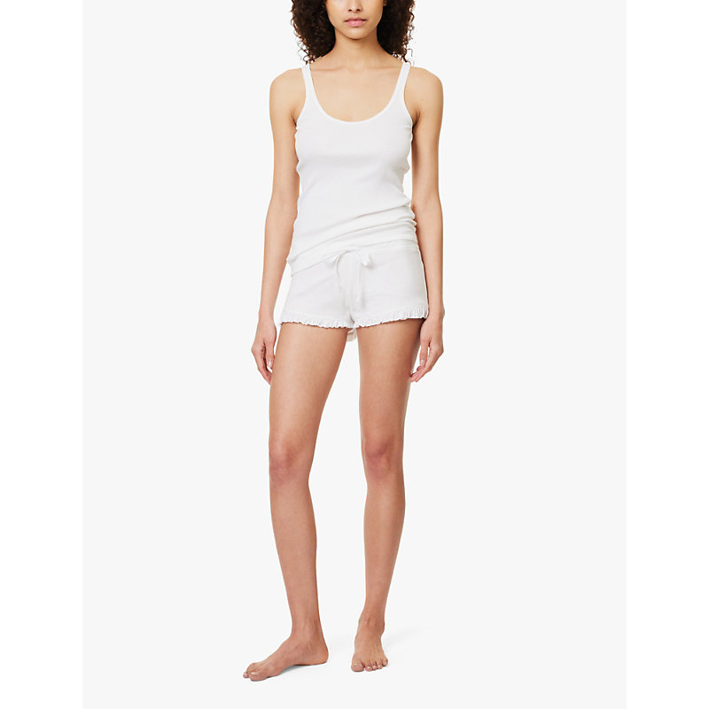 Womens White Raffaela Ruffle-hem Cotton-jersey Shorts