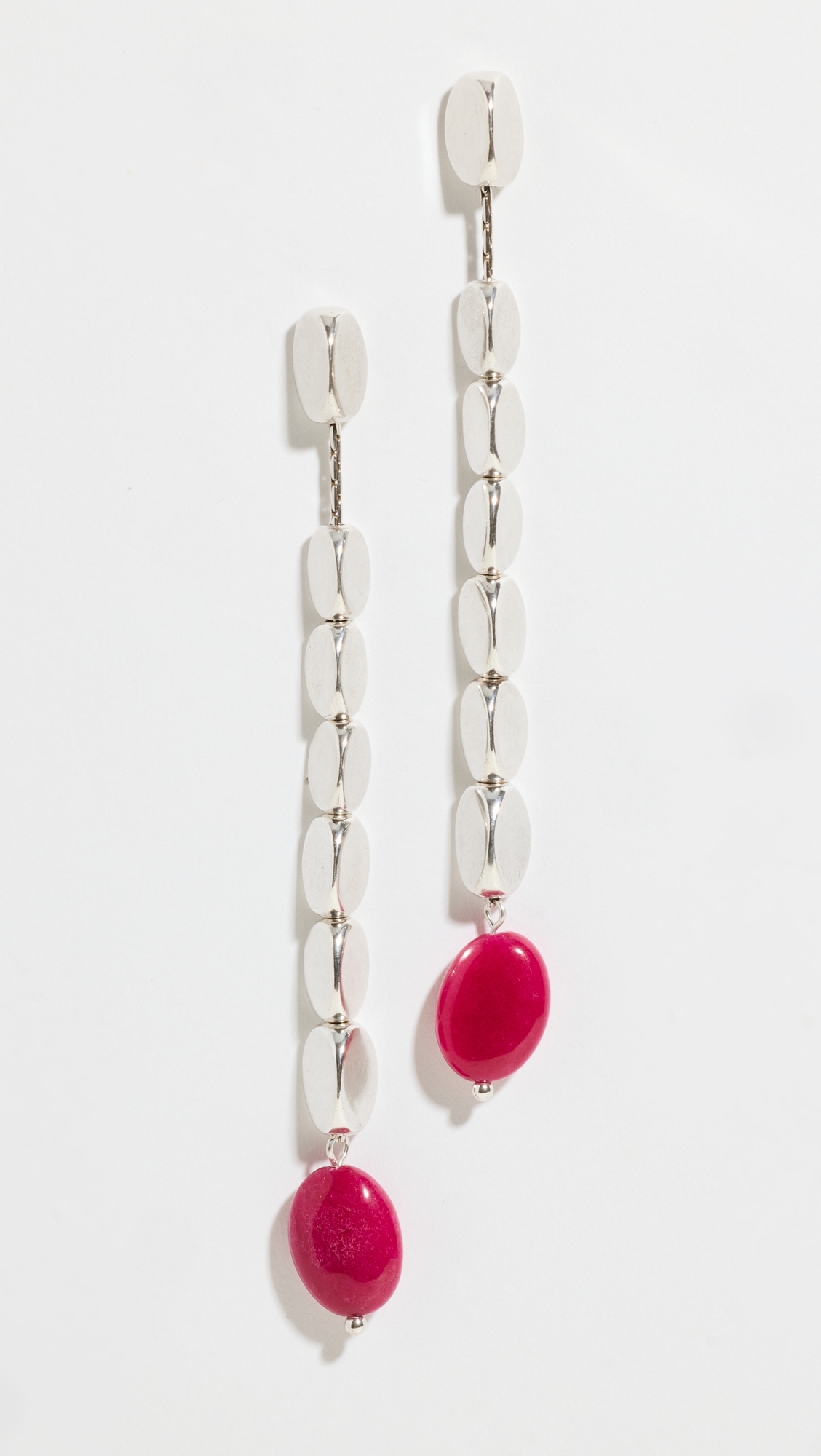 Long Earrings Fuchsia/Silver One Size
