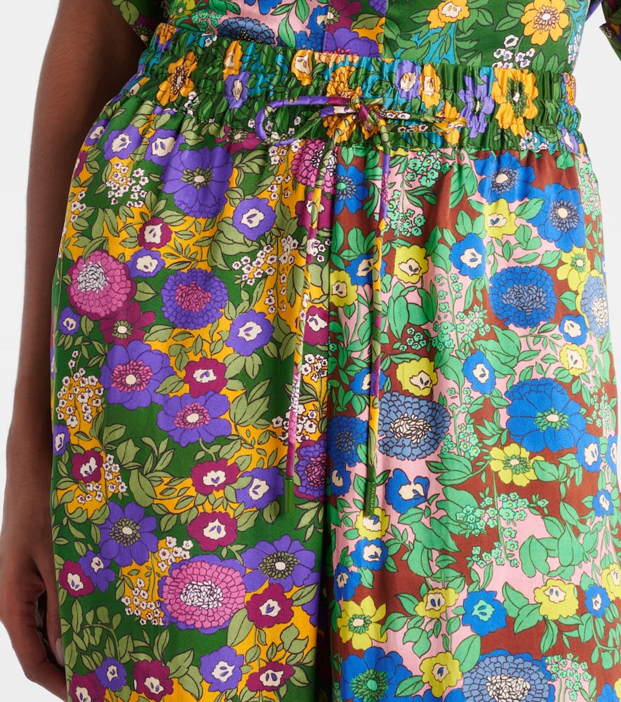 Alémais Printed silk satin wide-leg pants