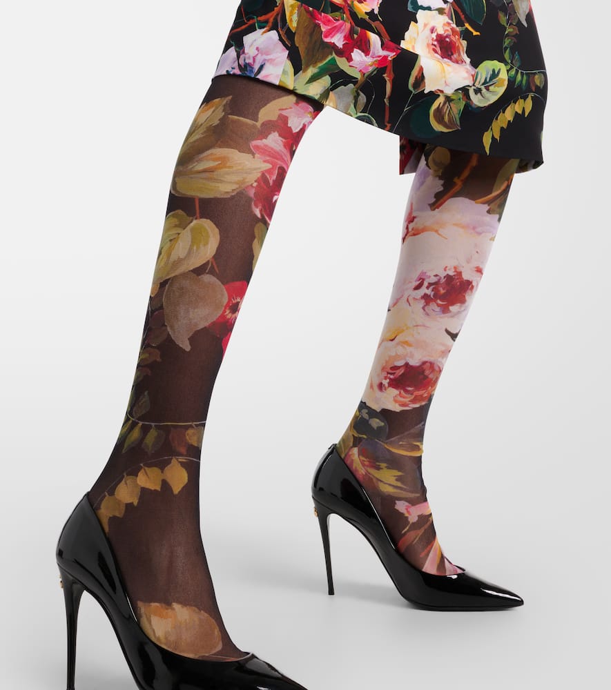 Floral tulle tights