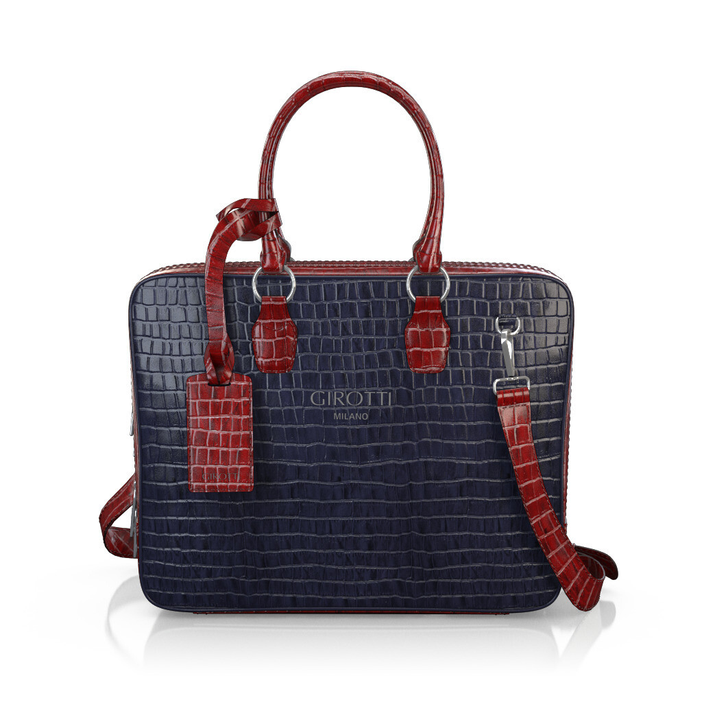 Custom Women's Laptop Bag - Midnight Blue Stamped leather - GIROTTI