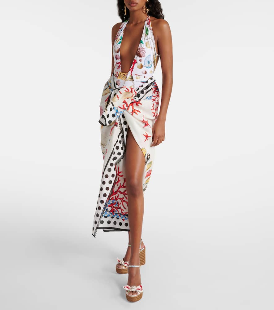Capri printed halterneck swimsuit