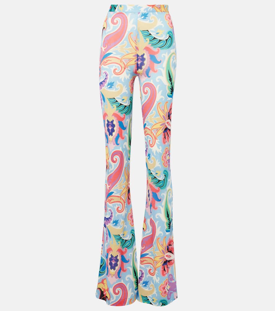 Paisley high-rise flared pants