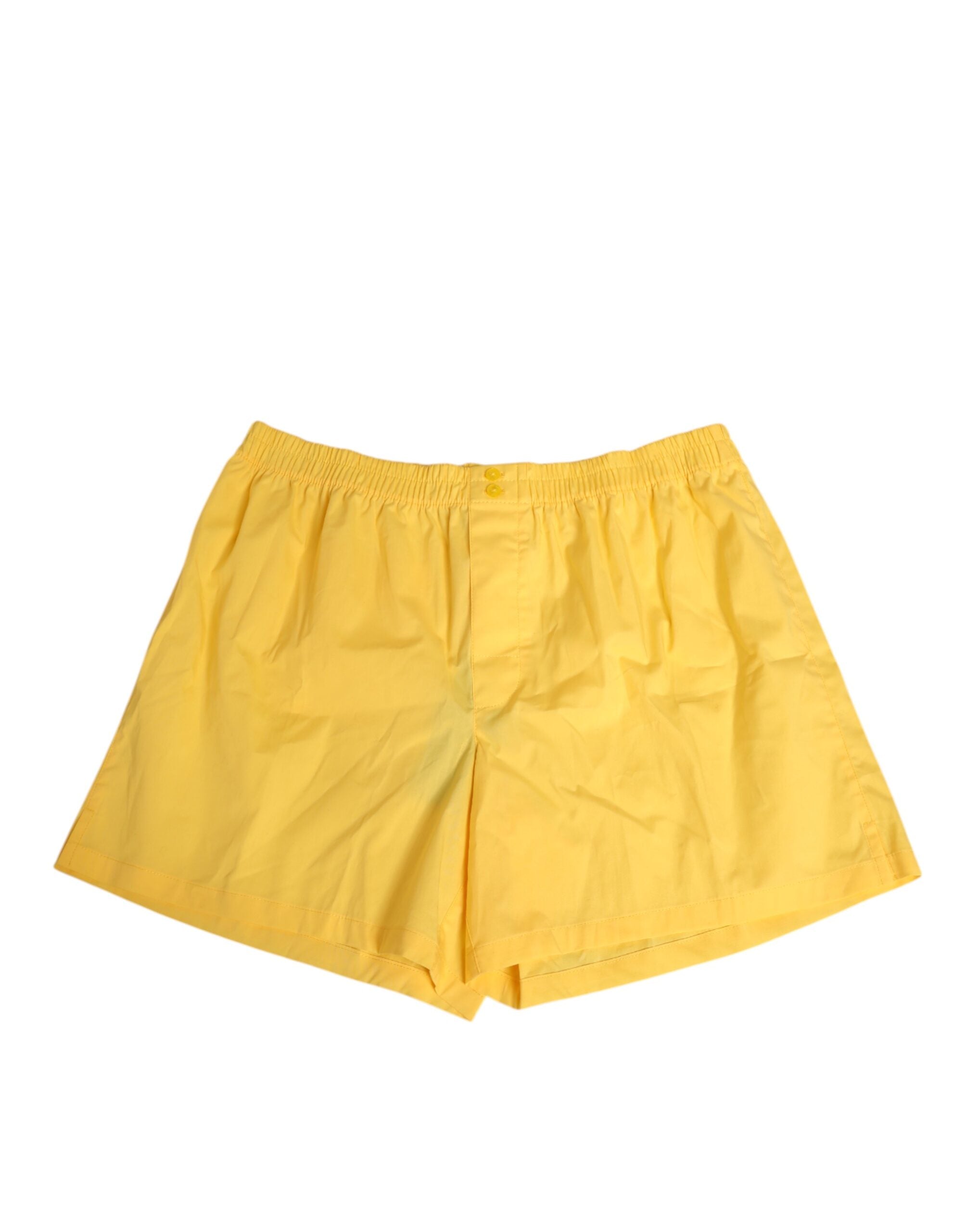 Cotton Elastic Waistband Swim Shorts — Yellow