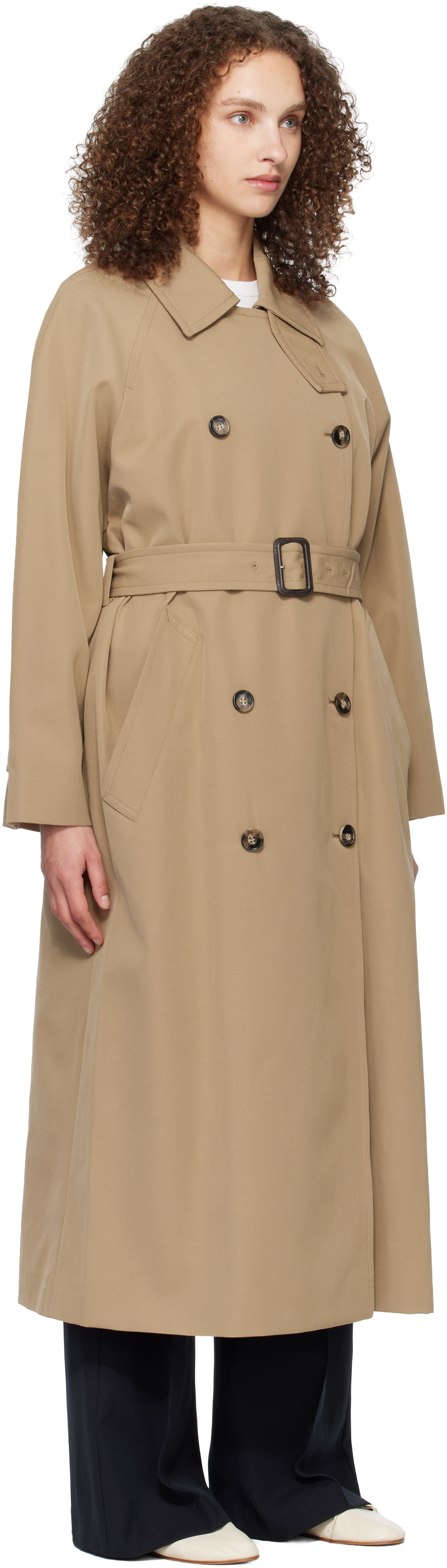 Beige Belted Trench Coat