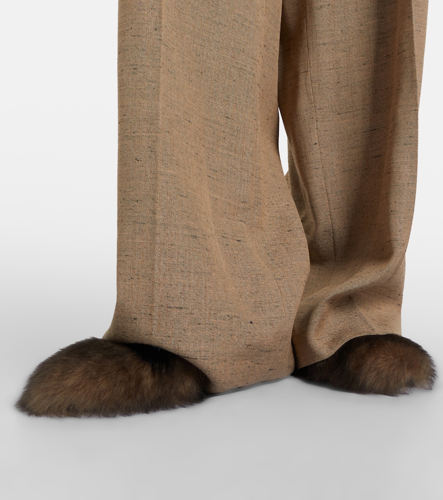 Pleated belted wide-leg pants