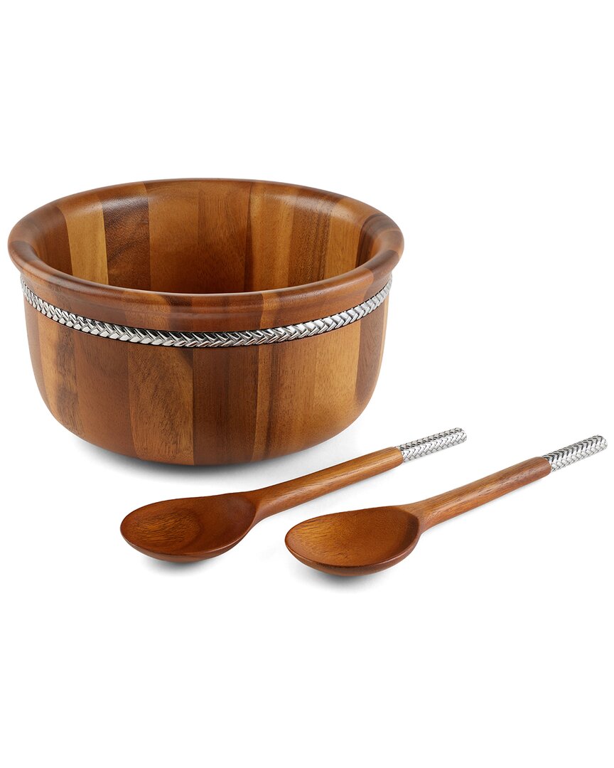 Braid Round Salad Bowl With Servers