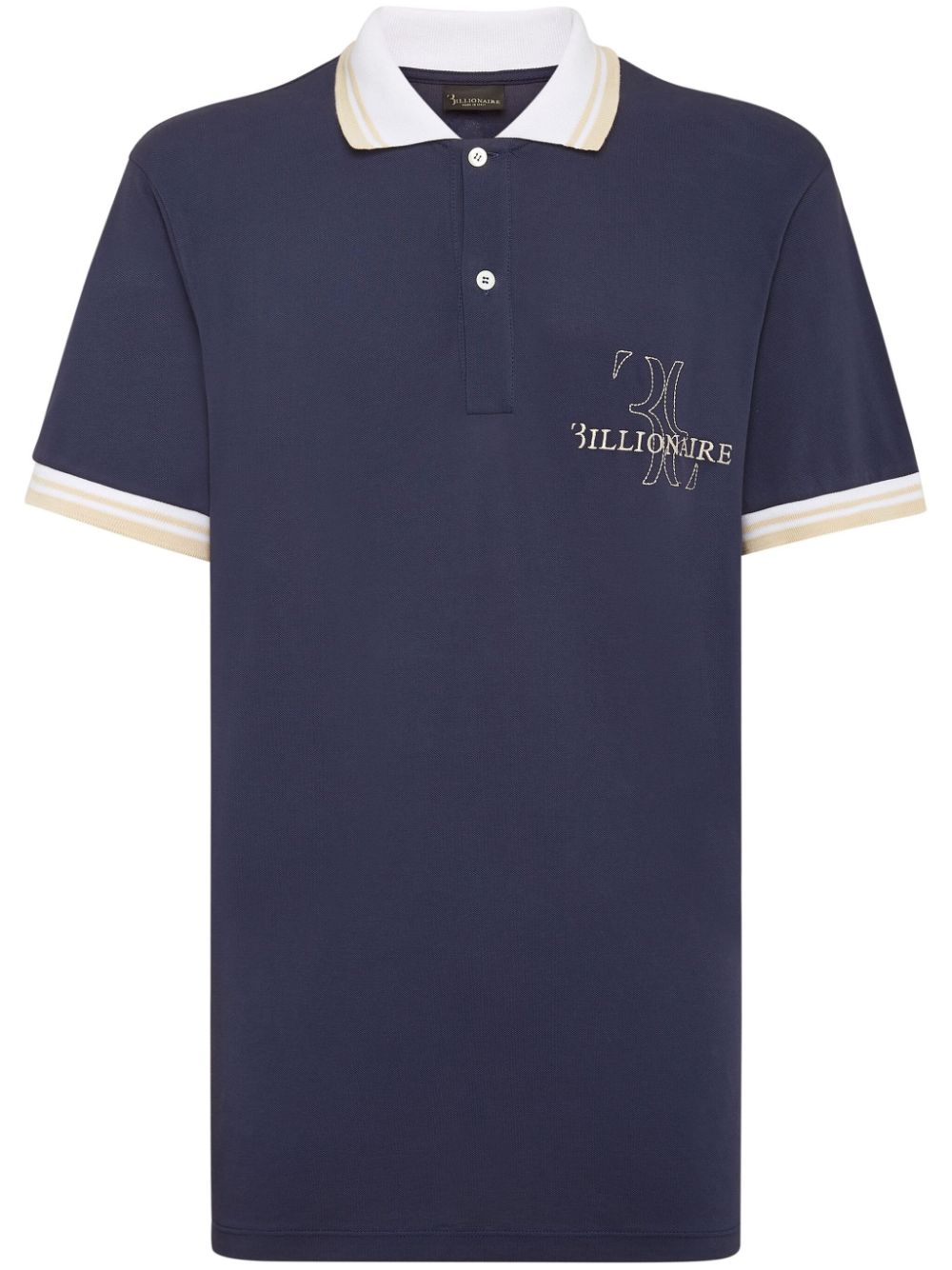 Logo-embroidered cotton polo shirt - Blue