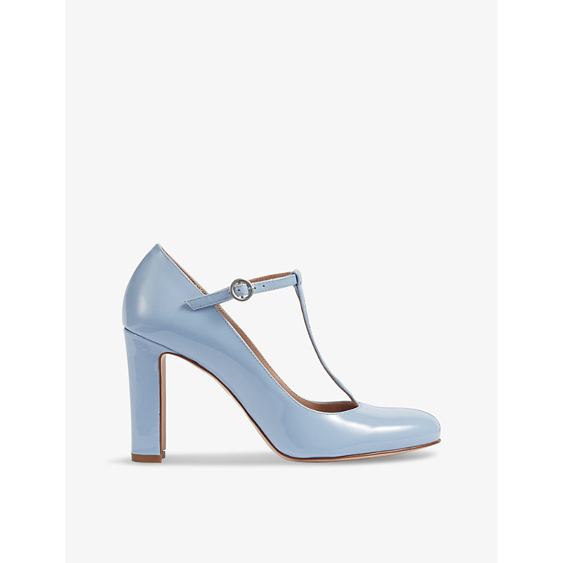 Womens Blu-hyacinth Annalise T-bar Patent-leather Heeled Courts