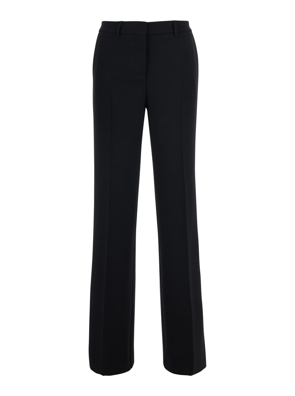 High-Waist Straight Trousers — Black