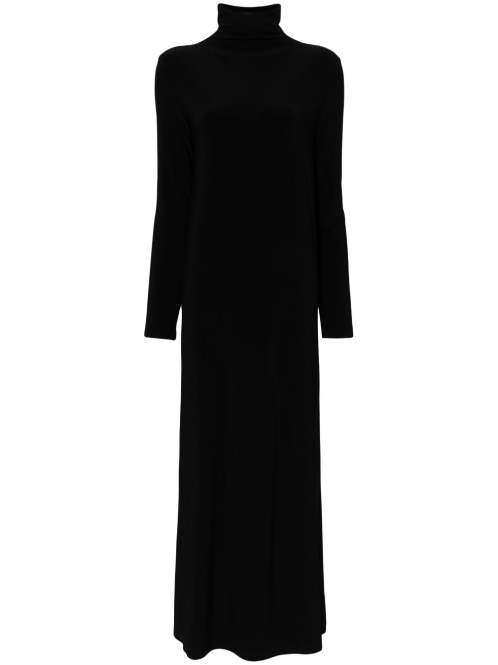 Mock-neck long-sleeved gown - Black