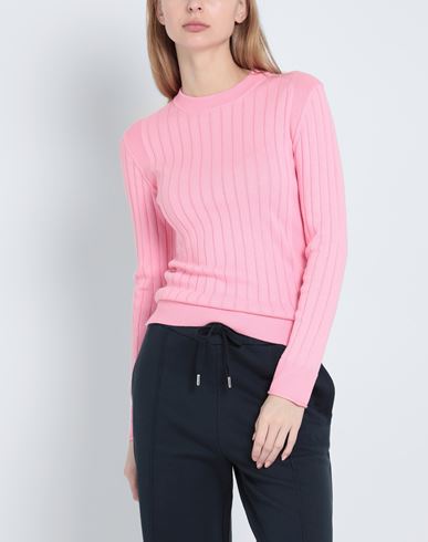 Cotton Ribbed Crewneck Woman Sweater Pink