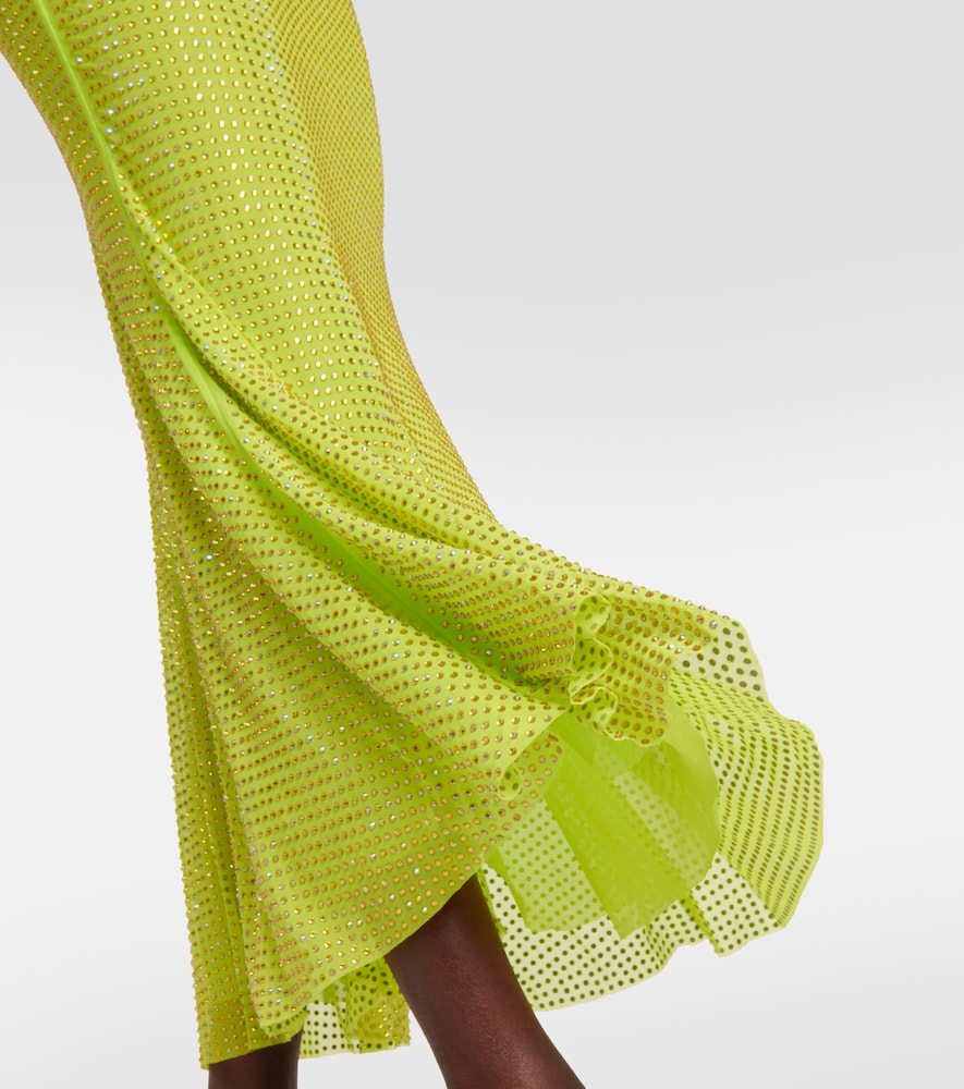 Self-Portrait Embellished mesh maxi dress