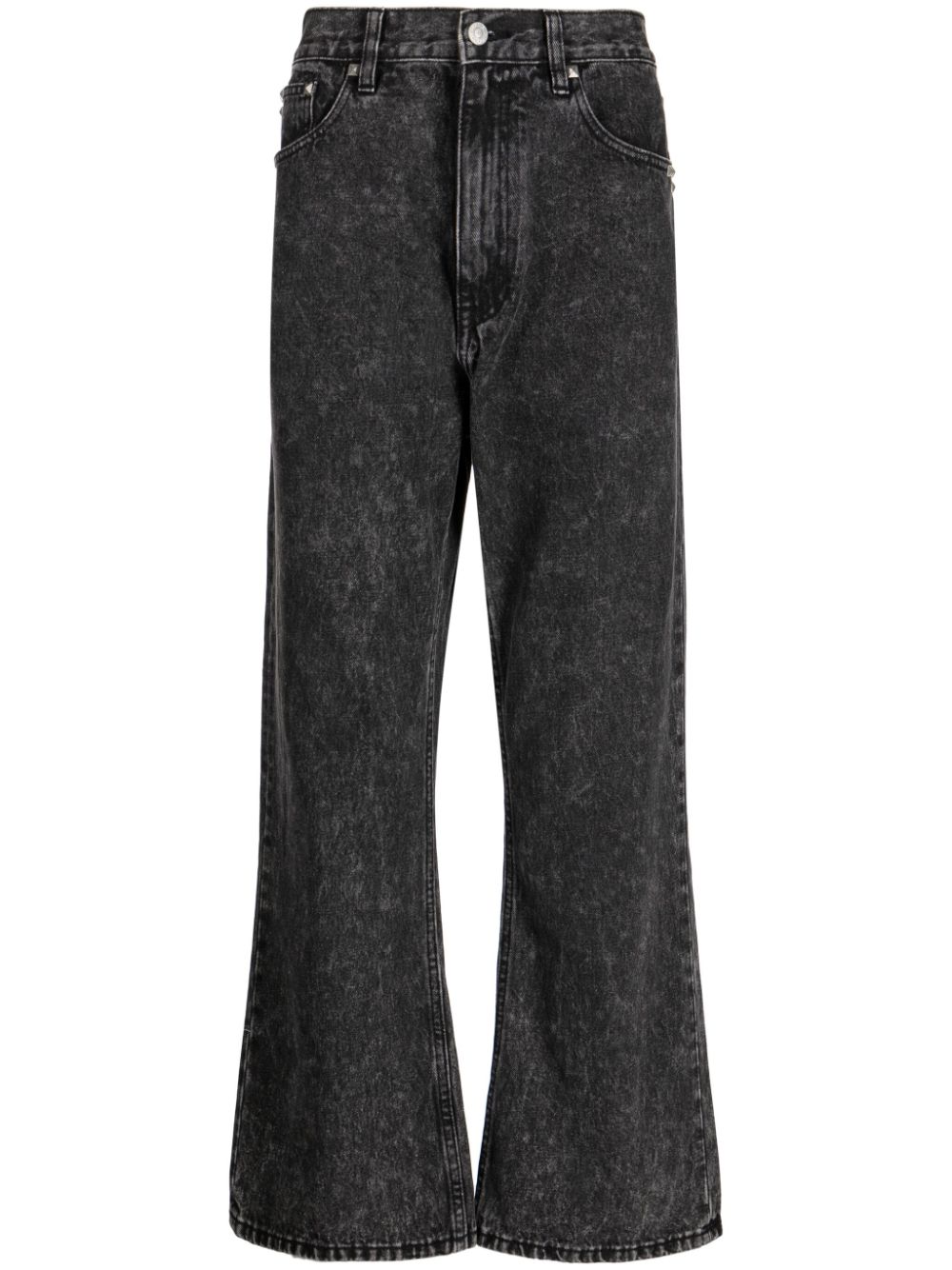 Stud-embellished straight-leg jeans - Black