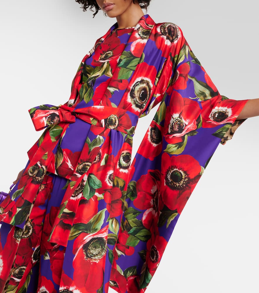 Floral silk robe