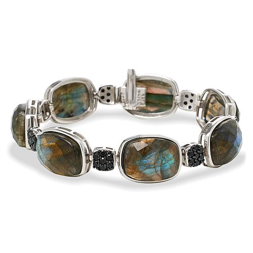 Colleen Lopez Sterling Silver Labradorite & Black Spinel Line Bracelet - Silver