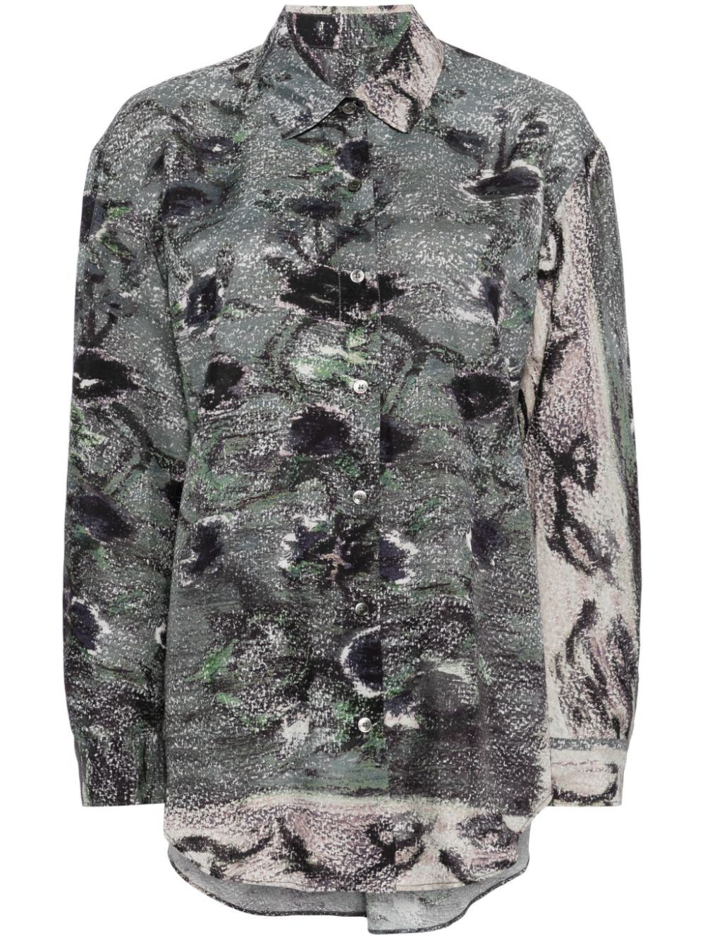 Abstract-print asymmetric shirt - Green