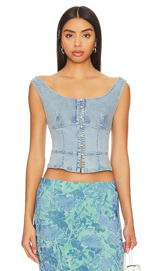 Free People BIKINI-OBERTEIL MIT BUSTIER FREE PEOPLE SALLY in Denim-Light. Größe S. Also in