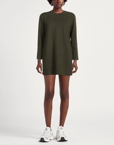Woman Mini dress Military green Size 10 Cotton, Elastane