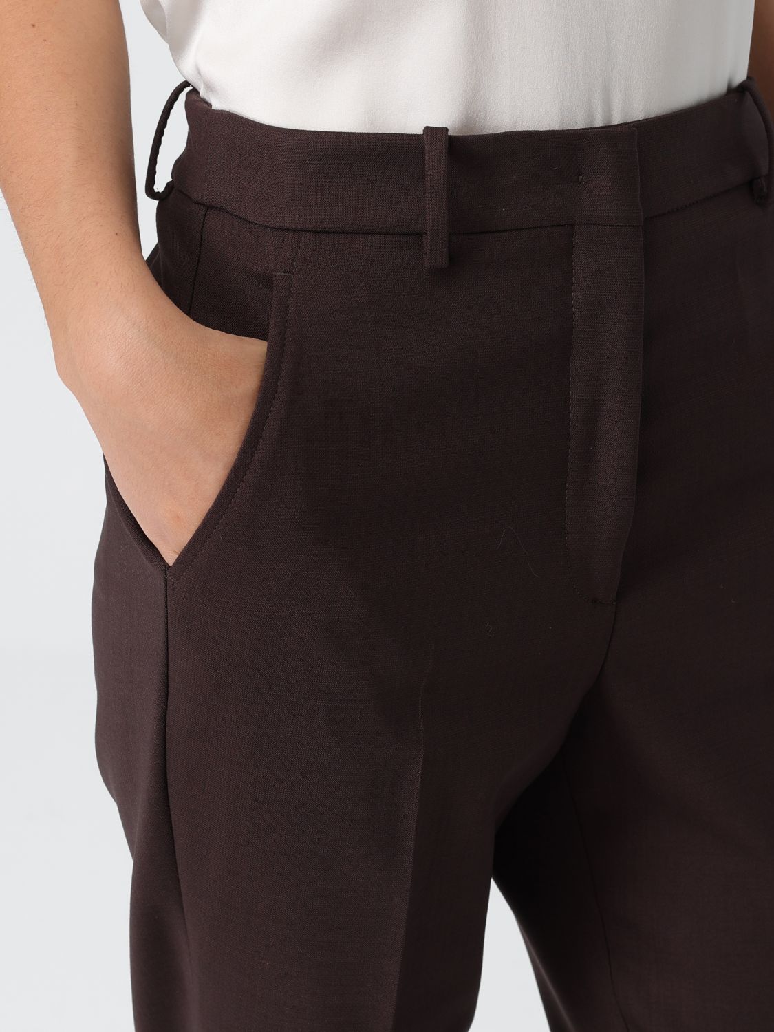 Cropped virgin-wool trousers - Black