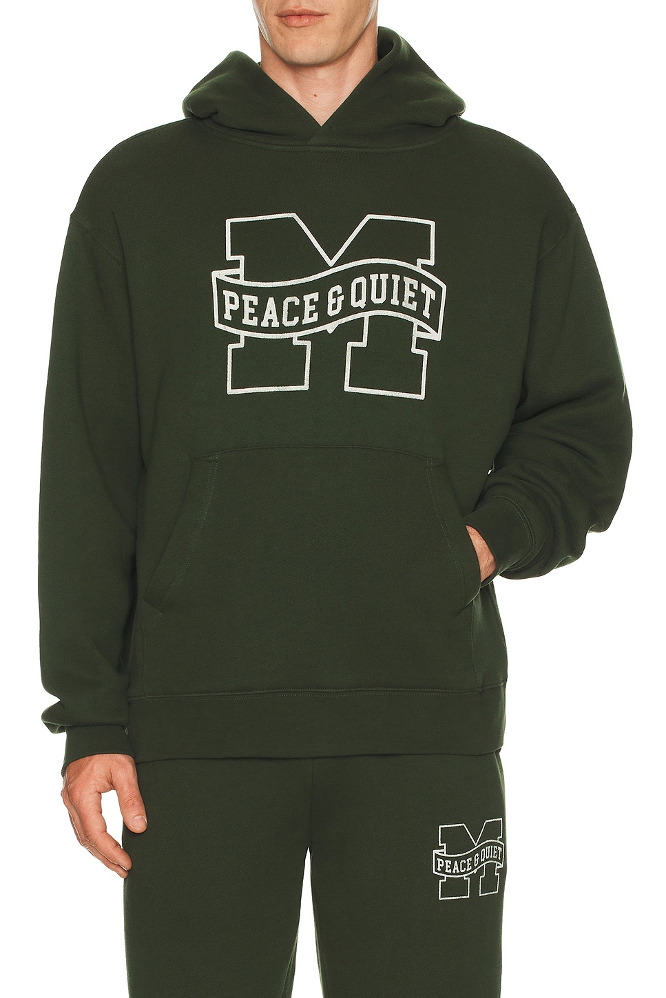 Museum of Peace and Quiet Banner Hoodie in Forest - Green. M also in XS, S, L, XL/1X