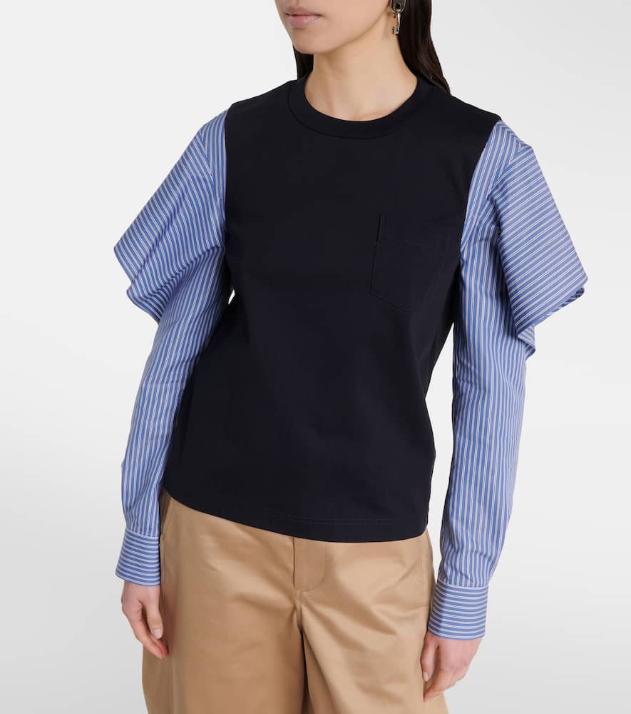 Striped cotton jersey and poplin shirt