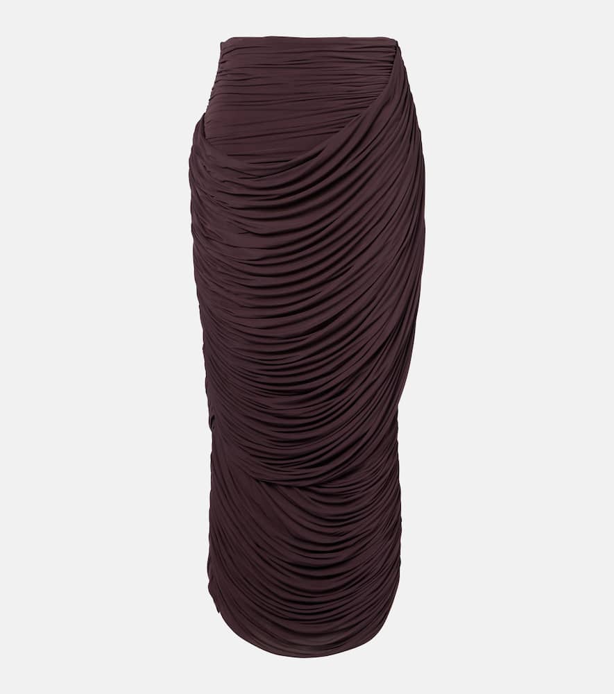 Draped high-rise maxi skirt