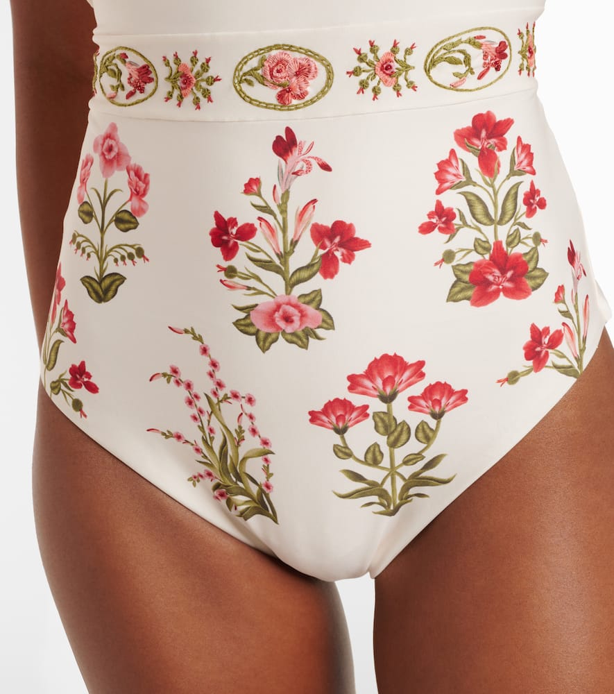 Illusion floral strapless swimsuit